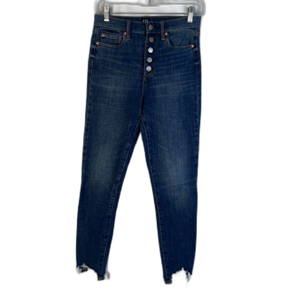 GAP Button‎ Fly Skinny Denim Jeans Raw Hem Basic Casual Size 27